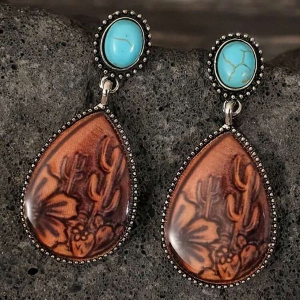 3for$20 1 Pair Of Vintage Water Drop Cactus Earrings